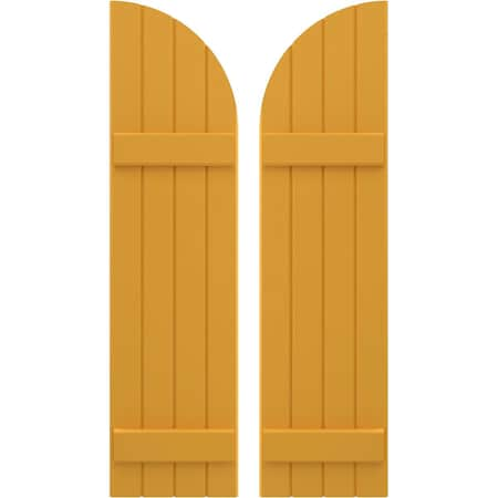 Americraft 4-Board (2 Batten) Wood Joined Board-n-Batten Shutters W/ Arch Top, ARW101BQ414X36TUH